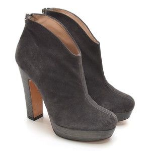 Pura Lopez Gray Suede Platform Heeled Booties 37.5